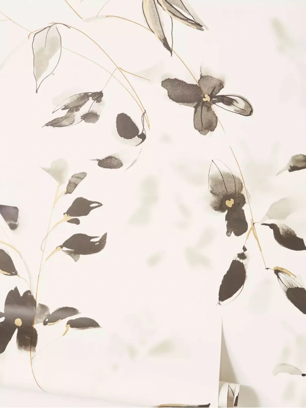 NEW Anthropologie Linden Floral Peel & Stick Wallpaper Roll, Gold, 20'L, 20.5